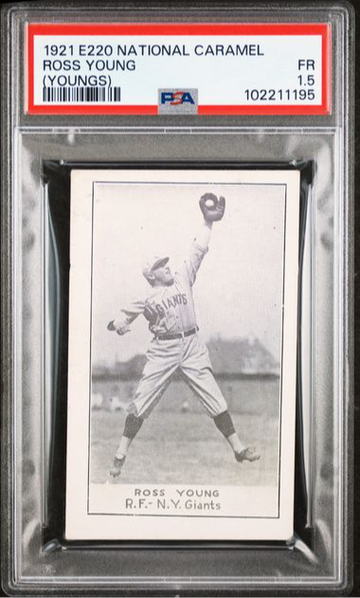 Ross Youngs 1921 National Caramel E220 Giants HOF Rookie PSA 1.5