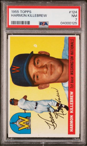 Harmon Killebrew 1955 Topps #124 Minnesota Twins HOF RC PSA 7 NM