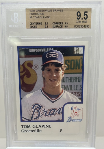 Tom Glavine 1986 Pro Cards #9 Greenville Braves HOF Minor League RC BGS 9.5