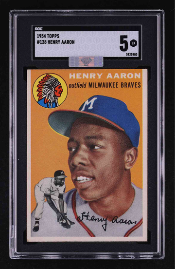 Hank Aaron 1954 Topps #128 Braves HOF RC SGC 5 - MBA Silver