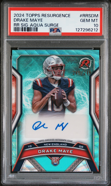 2024 Topps Resurgence Drake Maye Aqua Surge Rookie Auto PSA 10
