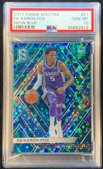 2017 Spectra Neon Blue De’Aaron Fox (RC) PSA 10
