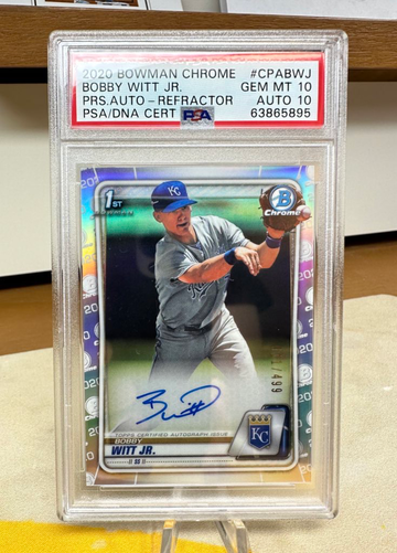 2020 bowman chrome 1st prospect Bobby Witt refractor auto /499 PSA 10 autograph 10 rookie card RC