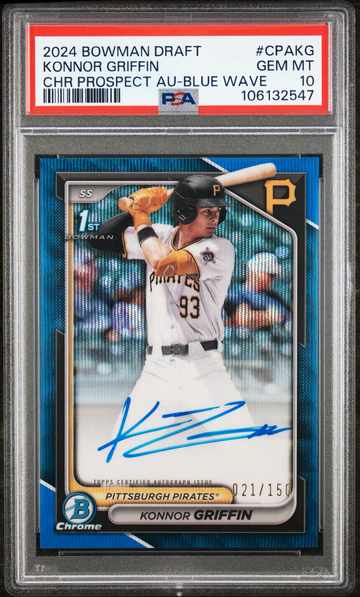 2024 bowman draft chrome 1st Konnor griffin blue wave auto /150 PSA 10