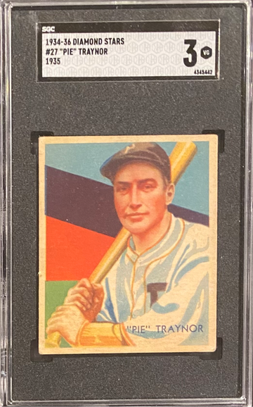 1934-36 Diamond Stars Pie Traynor SGC 3 Perfectly Centered 
