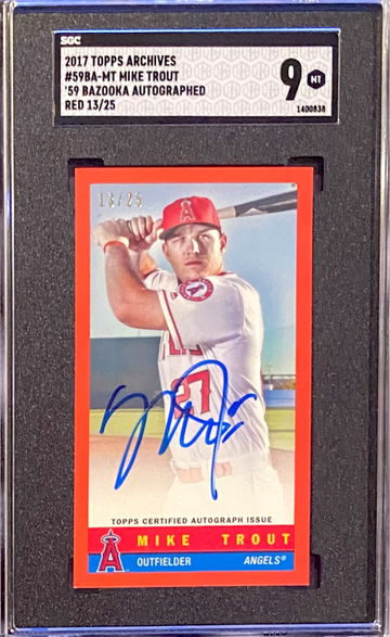2017 Topps Archives Bazooka Mike Trout Auto! SGC 9
