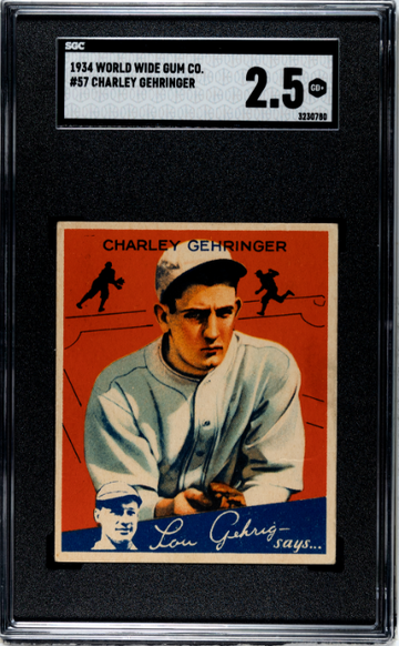 1934 World Wide Gum Charley Gehringer SGC 2.5