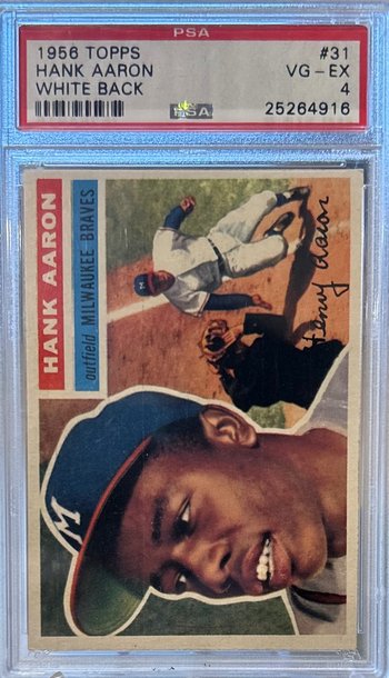 1956 Topps Hank Aaron White Back PSA 4 - Great Centering!