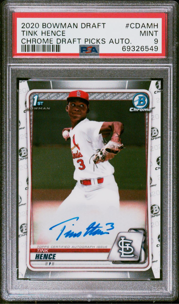 PSA 9 - 2020 Bowman Chrome Draft Tink Hence Rookie Auto CDA-MH CARDINALS
