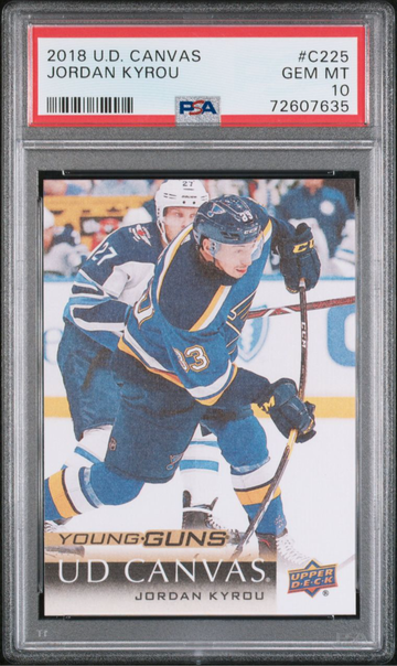 PSA 10 - 2018 Upper Deck Canvas Young Guns Jordan Kyrou #C225 Rookie RC Blues