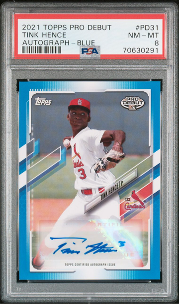 Tink Hence - 2021 Topps Pro Debut - Autograph Blue /150 - #PD31 - PSA 8