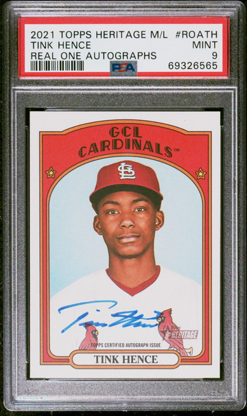 PSA 9 -  2021 Topps Heritage Minor League Real One  Auto Tink Hence #ROA-TH
