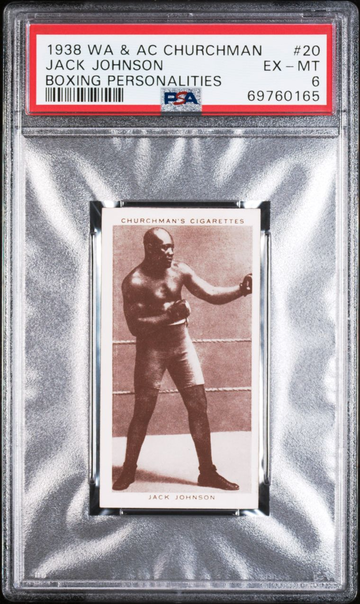 PSA 6 - 1938 WA & AC Churchman Boxing Personalities #20 Jack Johnson