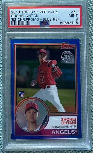 PSA 9 - 2018 Topps Silver Pack 1983 Chrome Blue Refractor Shohei Ohtani RC  142/150