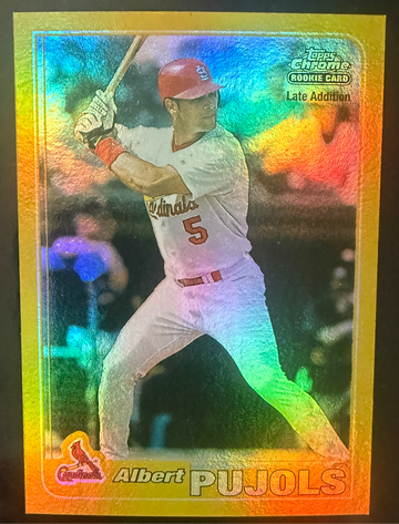 2001 TOPPS CHROME ALBERT PUJOLS RETROFRACTOR RC ROOKIE GOLD HOLOFOIL SSP