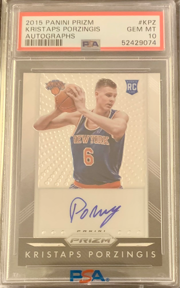 2015 Panini Prizm Kristaps Porzingis Auto #KPZ Rookie Autographs - Graded PSA 10 Gem Mint