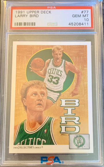 1991 Upper Deck Larry Bird #77 Graded PSA 10 Gem MT Basketball Celtics Checklist Card. 