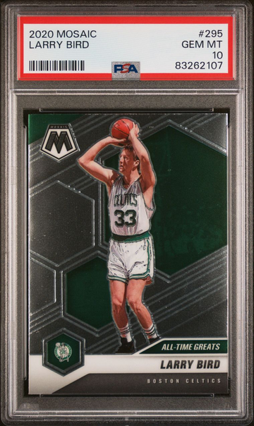 2020 Panini Mosaic #295 Larry Bird - Graded PSA 10 Gem MT.  Pop 6. Boston Celtics Card.