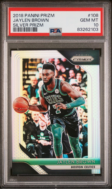 2018 Panini Prizm Silver Jaylen Brown #108 - Graded PSA 10 Gem MT.  Basketball Card. 