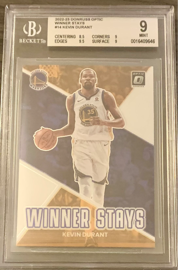 2022-23 Panini Donruss Optic Winner Stays Kevin Durant #14 - Graded BGS 9 Mint Basketball Card.  