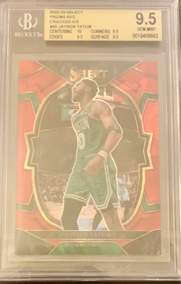 2022-23 Panini Select #55 Jayson Tatum Red Cracked Ice Prizm Graded BGS 9.5 Gem Mint Basketball Card. 