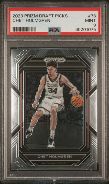 2023 Panini Prizm Draft Picks #76 Chet Holmgren - Graded PSA 9 Mint Basketball Card.