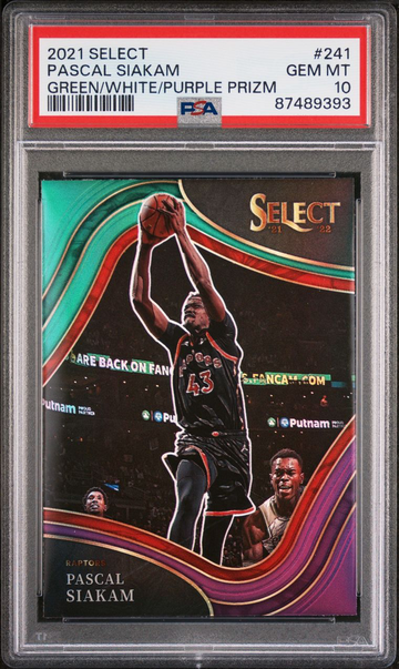 2021 Panini Select Pascal Siakam #241 PSA 10 Gem Mint Green White Purple Prizm Basketball Card. 