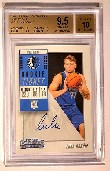 LUKA DONCIC 2018 PANINI CONTENDERS VARIATIONS #122 ROOKIE TICKET AUTO RC AUTOGRAPH SSP BGS 9.5/10 