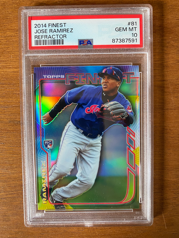 2014 Topps Finest Refractor SP #81 Jose Ramirez Rookie RC PSA 10 Guardians