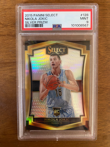 2015-16 Panini Select Nikola Jokic Silver Prizm SP #128 Nuggets RC Rookie PSA 9