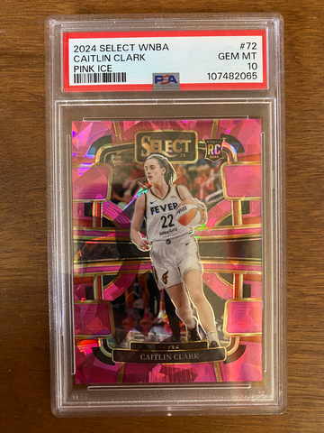 2024 Panini Select WNBA Concourse Caitlin Clark #72 Pink Ice Prizm SP RC PSA 10