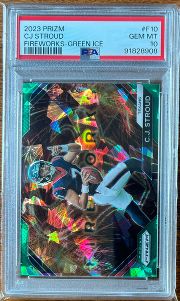 2023 Panini Prizm CJ Stroud Fireworks Green Ice PSA 10