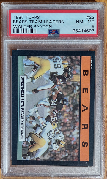 1985 Topps #22 Bears Team - Walter Payton PSA 8