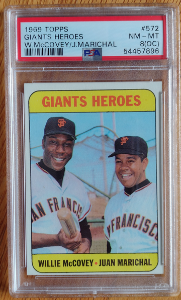 1969 Topps McCovey/Marichal PSA 8 (OC)