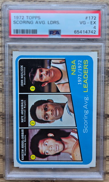 1972 Topps #172 Scoring Leaders Abdul-Jabbar Havlicek PSA 4