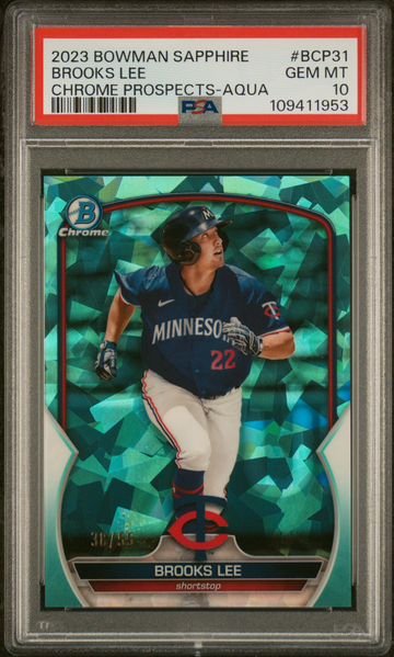 2023 Bowman Sapphire Edition Chrome Prospects Brooks Lee Aqua 38/55