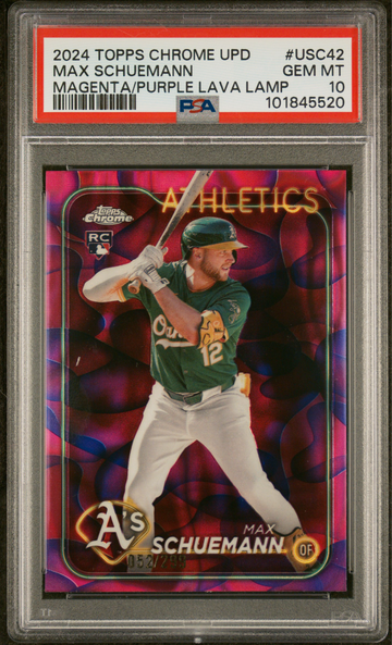 2024 Topps Chrome Update Max Schuemann Purple Lava Lamp 052/299 PSA 10