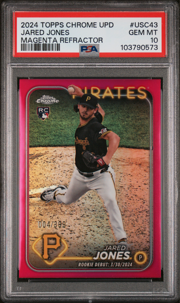 2024 Topps Chrome Update Jared Jones Magenta Refractor 4/399 PSA 10