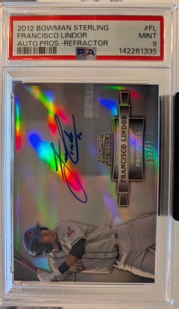 Francisco Lindor 2012 Bowman Sterling RC Auto /199  PSA 9