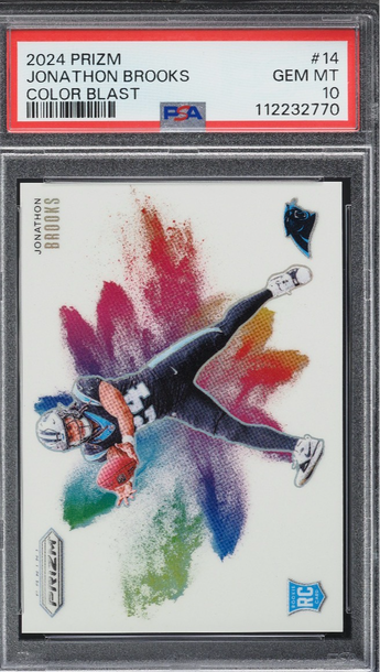 2024 Panini Prizm Jonathon Brooks Color Blast SSP RC Rookie #14 Panthers PSA 10