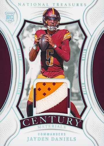 2024 National Treasures Jayden Daniels #CM-JDS Century Materials Silver Holo 3-Color Rookie Patch #10/25 COMMANDERS SSP