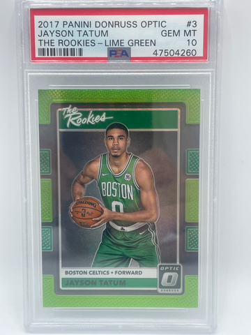 2017 Jayson Tatum Donruss Optic The Rookies Rookie Card Lime Green Parallel 133/175
