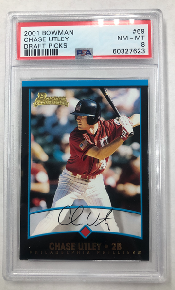 2001 Bowman Chase Utley Draft Picks PSA 8