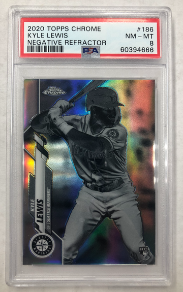 2020 Topps Chrome Kyle Lewis Negative Refractor PSA 8