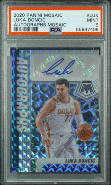 2020 Panini Mosaic Luka Doncic Autographs PSA 9