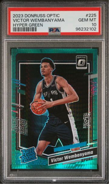 2023 Panini Donruss Optic Victor Wembanyama Hyper Green PSA 10