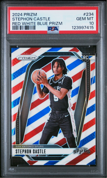 2024 PANINI PRIZM RED WHITE BLUE PRIZM STEPHON CASTLE PSA 10