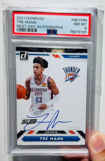 2021 Donruss Tre Mann Next Day Rookie Auto RC PSA8