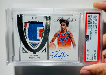 Tre Mann 2021-22 Flawless Rookie Game Used Patch RPA RC Auto 14/25 PSA9
