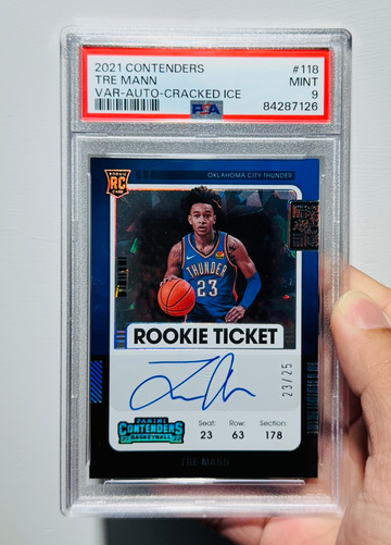 2021-22 Panini Contenders Cracked Ice Variation Auto #118 Tre Mann 23/25 RC PSA9